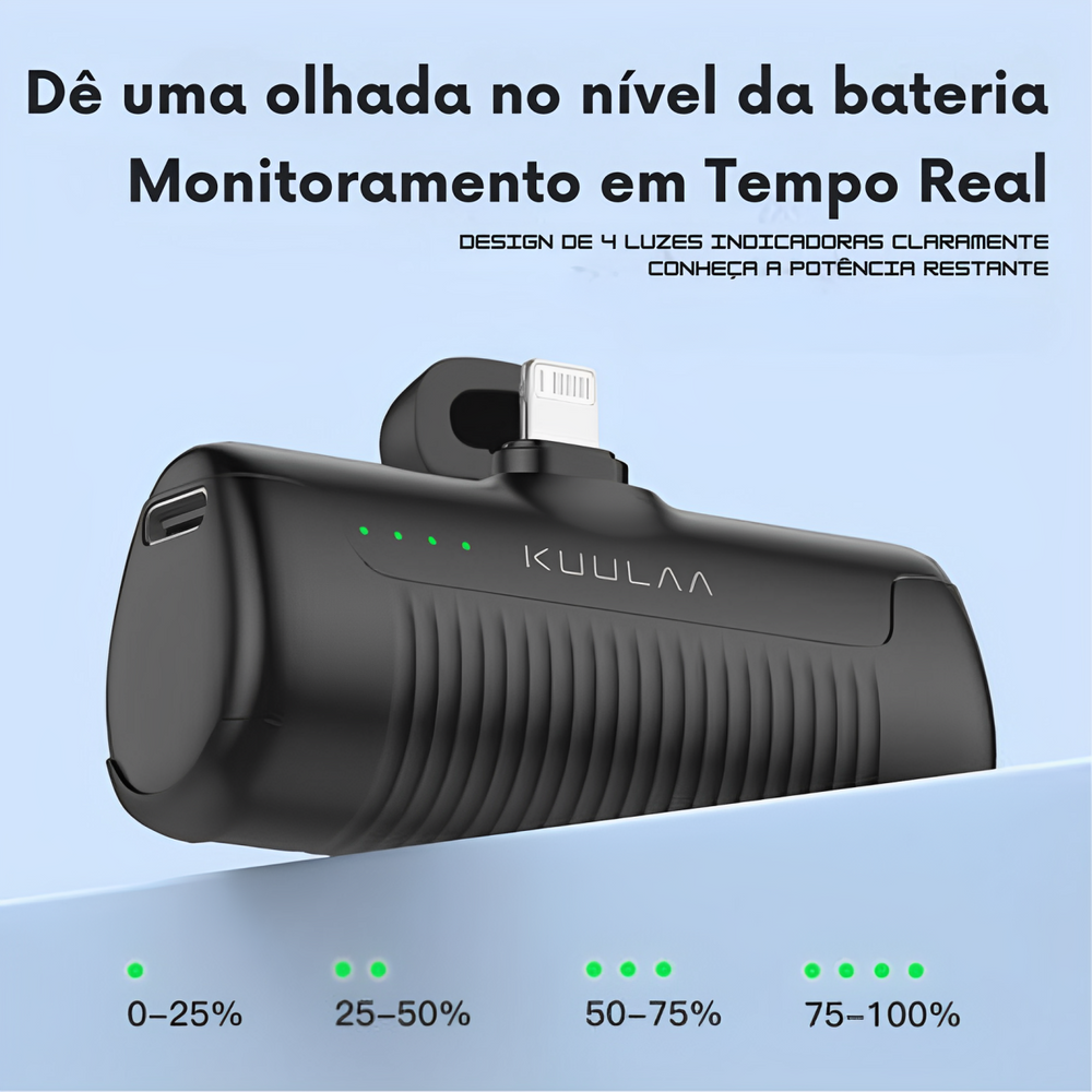 KUULAA Mini Power Bank 4500mAh - Carregador portátil para iPhone 15/14/13/12 Pro Max & Samsung/Xiaomi - PowerBank de bateria externa