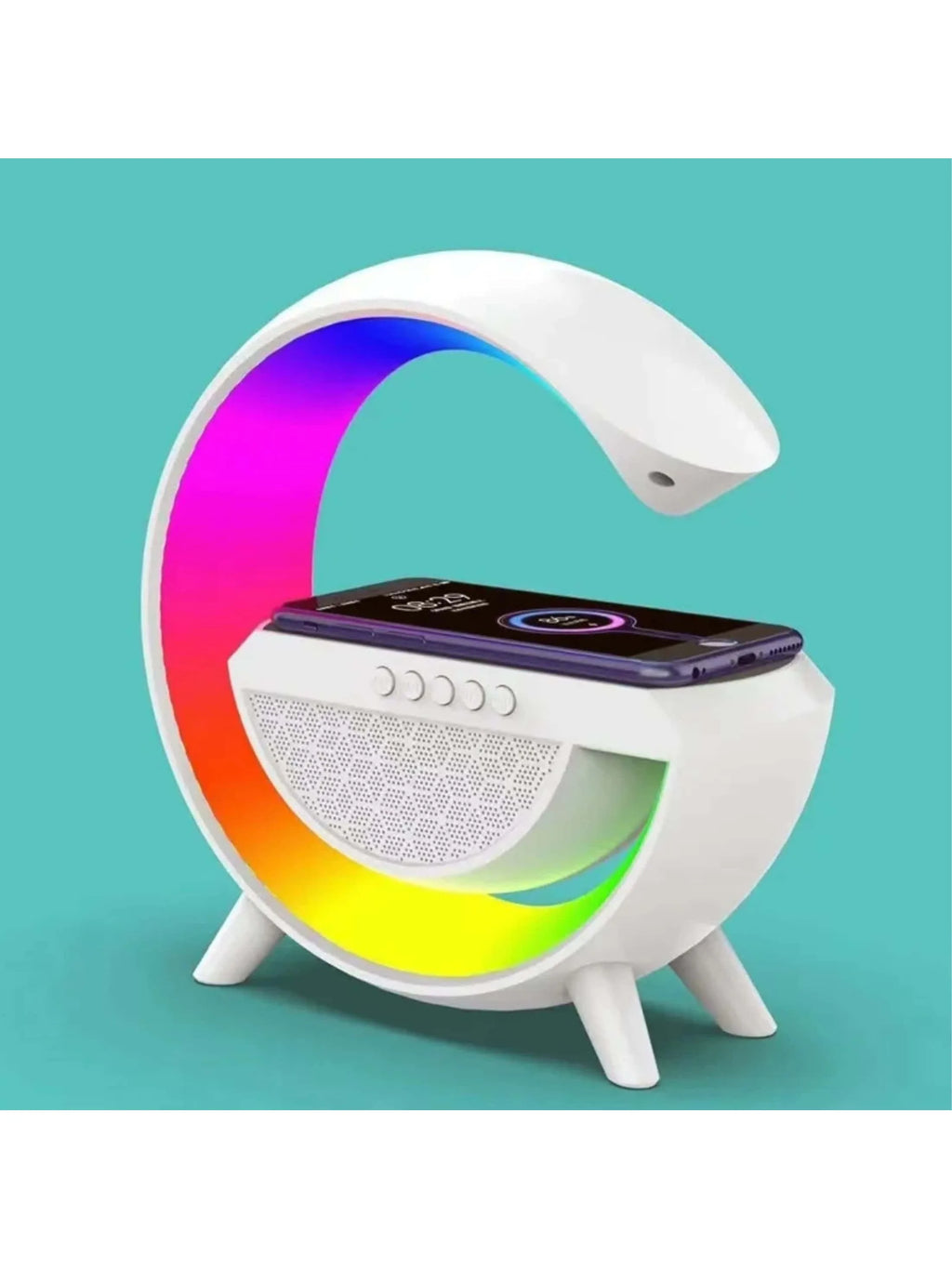 Caixa de som bluetooth g-alto-falante inteligente luminária bluetooth carregador sem fio 3 em 1 luz de alarme estação inteligente rgb