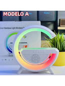 Caixa de som bluetooth g-alto-falante inteligente luminária bluetooth carregador sem fio 3 em 1 luz de alarme estação inteligente rgb