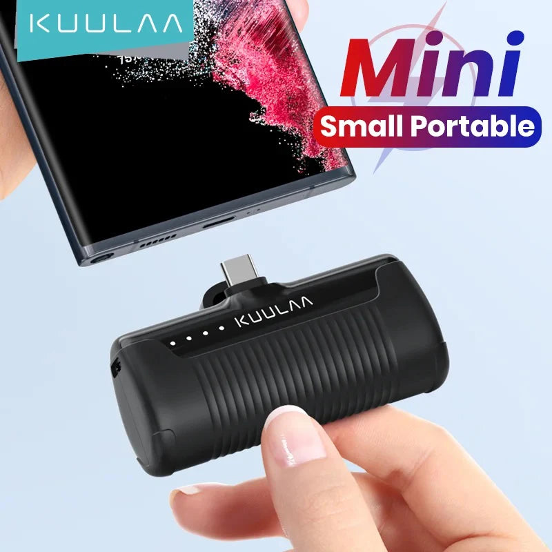KUULAA Mini Power Bank 4500mAh - Carregador portátil para iPhone 15/14/13/12 Pro Max & Samsung/Xiaomi - PowerBank de bateria externa